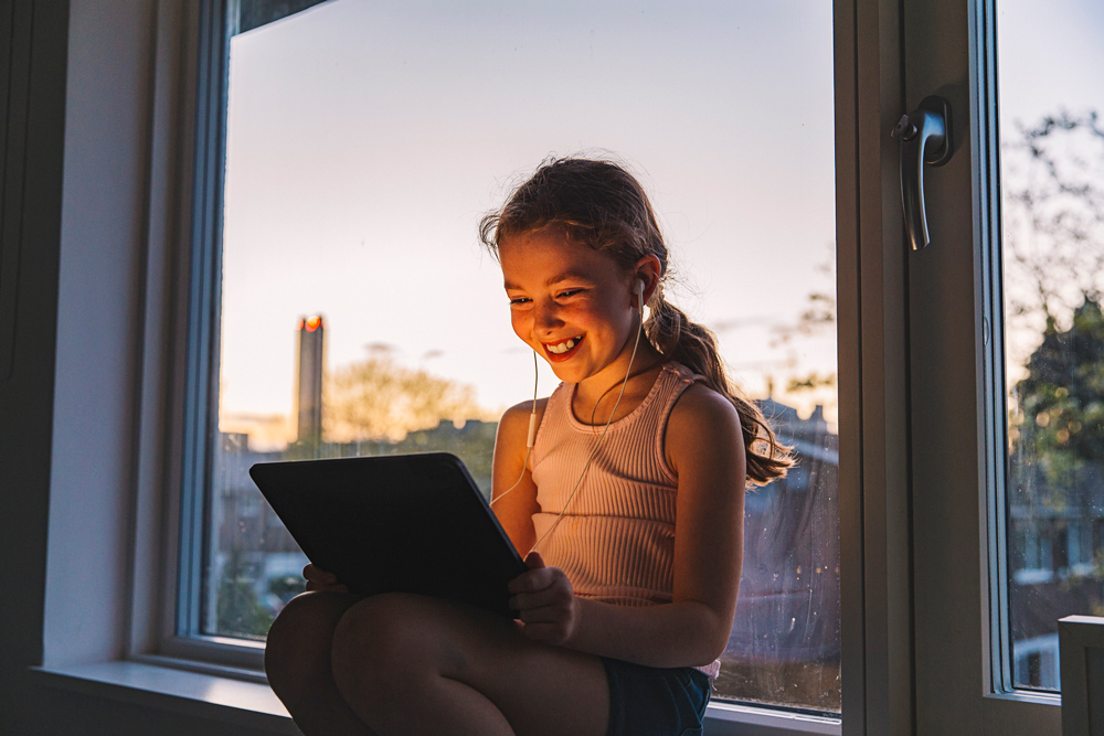 Child looking at an iPad