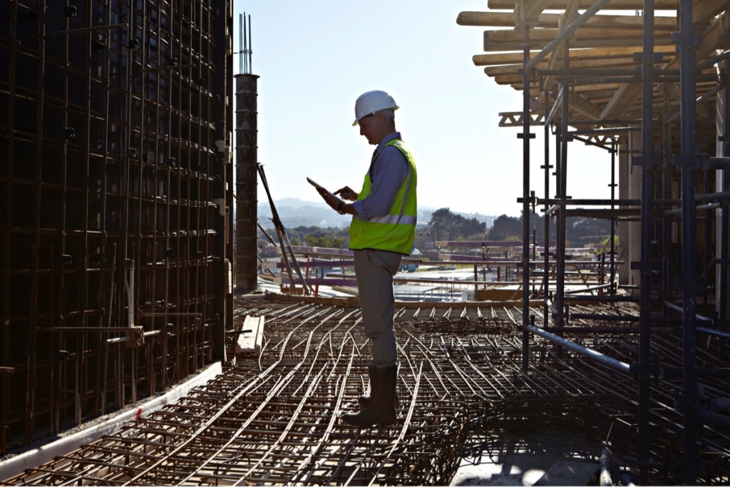 Construction worker standing on construction site