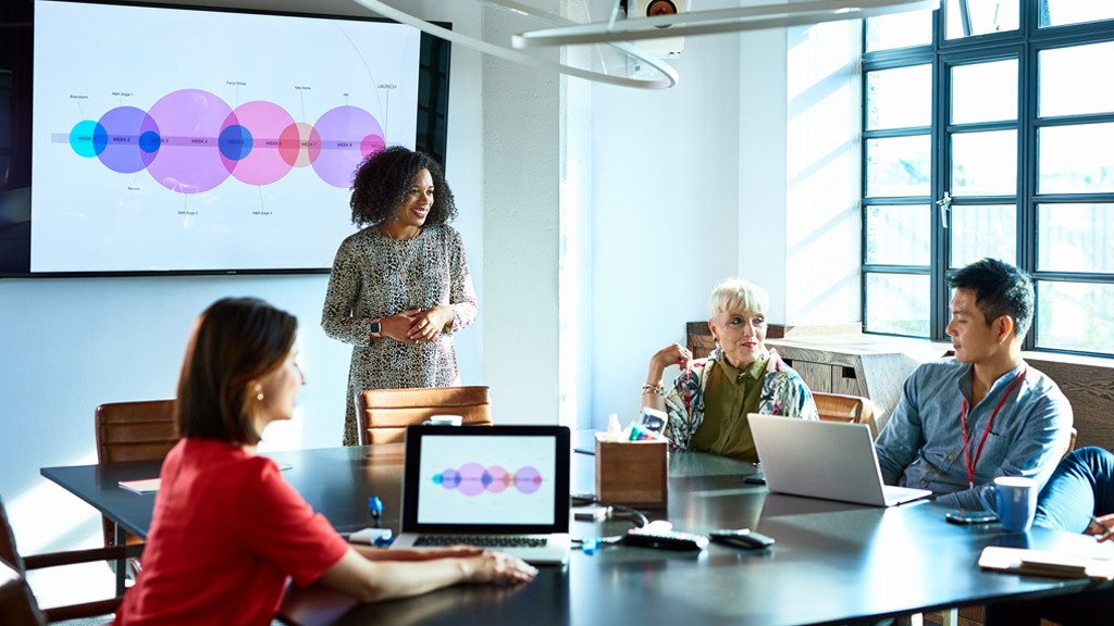 Men and women in a workplace meeting