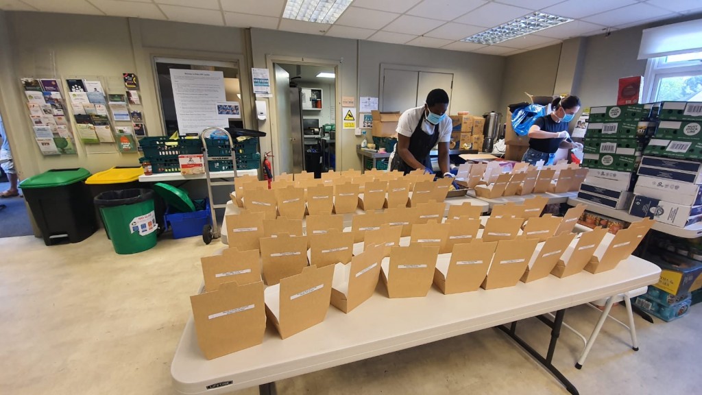 People preparing meals to be delivered during the Covid-19 pandemic