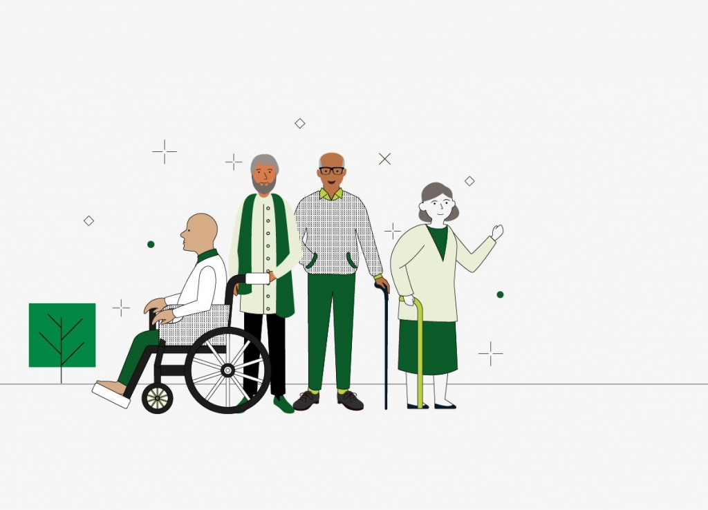 A variety of elderly people